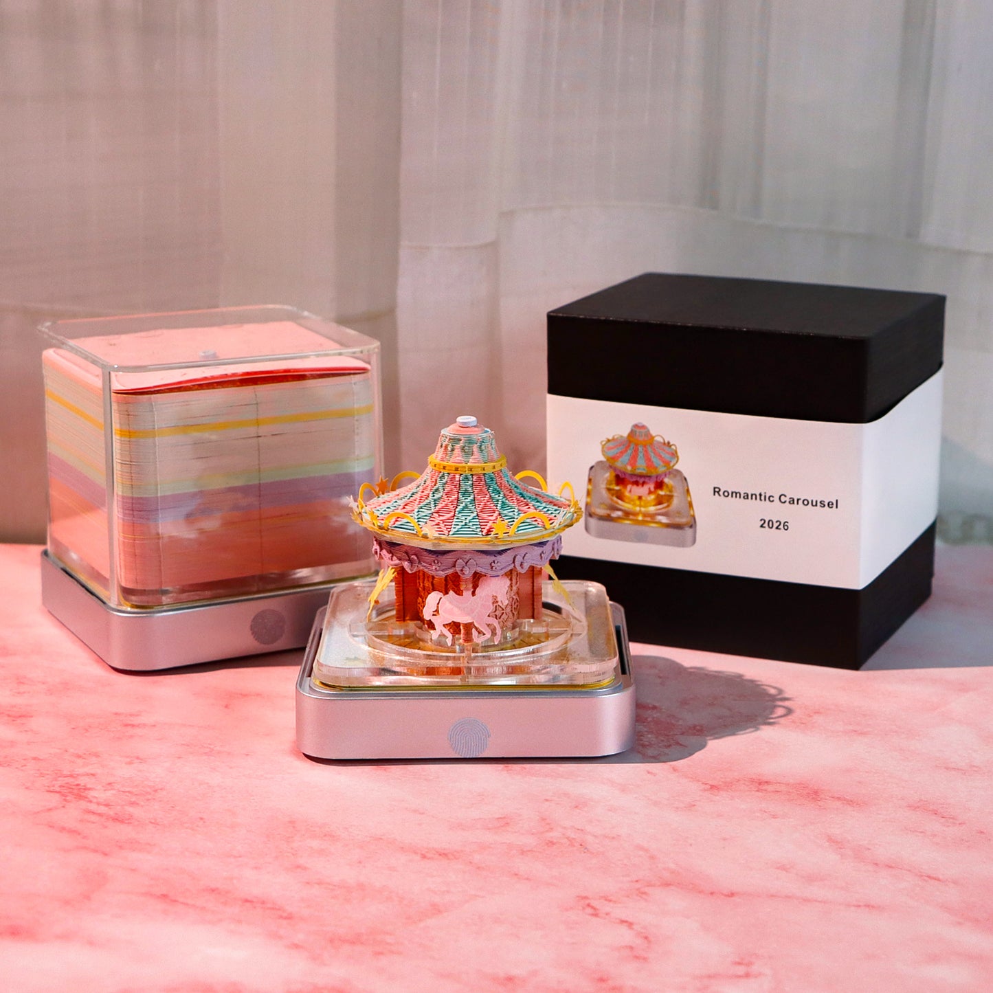 Lighted Carousel 3D Model Hand Torn Memo Pad With Daily Calendar 2026