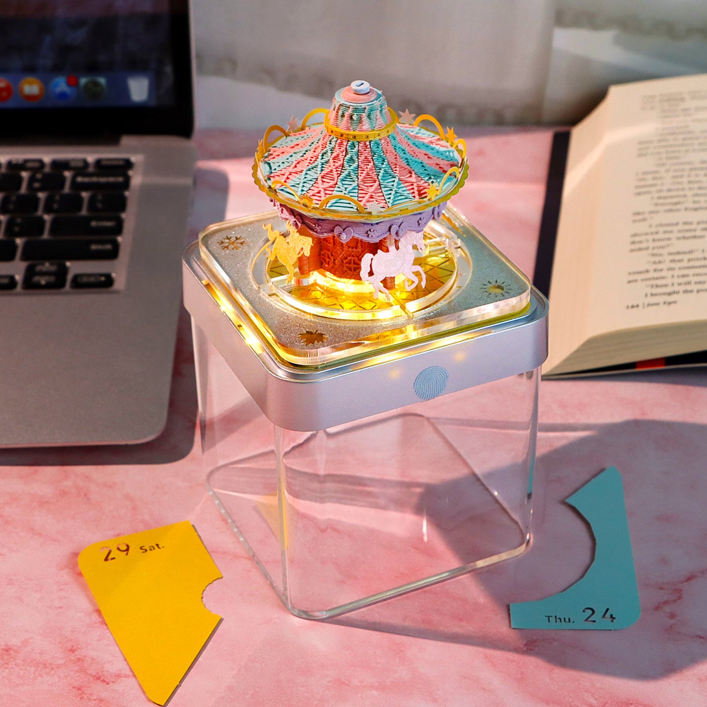 Lighted Carousel 3D Model Hand Torn Memo Pad With Daily Calendar 2026