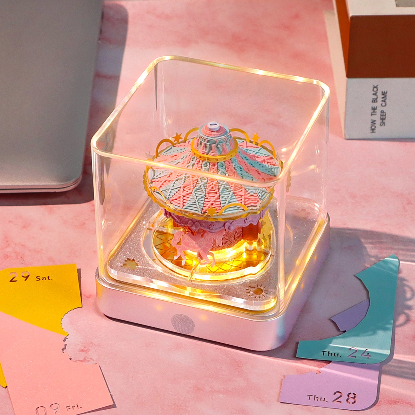 Lighted Carousel 3D Model Hand Torn Memo Pad With Daily Calendar 2026