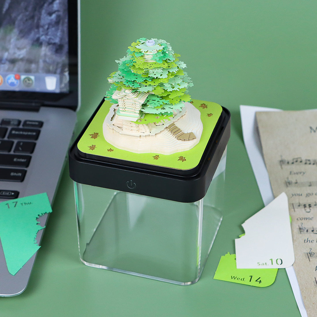 Green Treehouse Model Hand Torn 3D Memo Pad Panoramic 3D Calendar