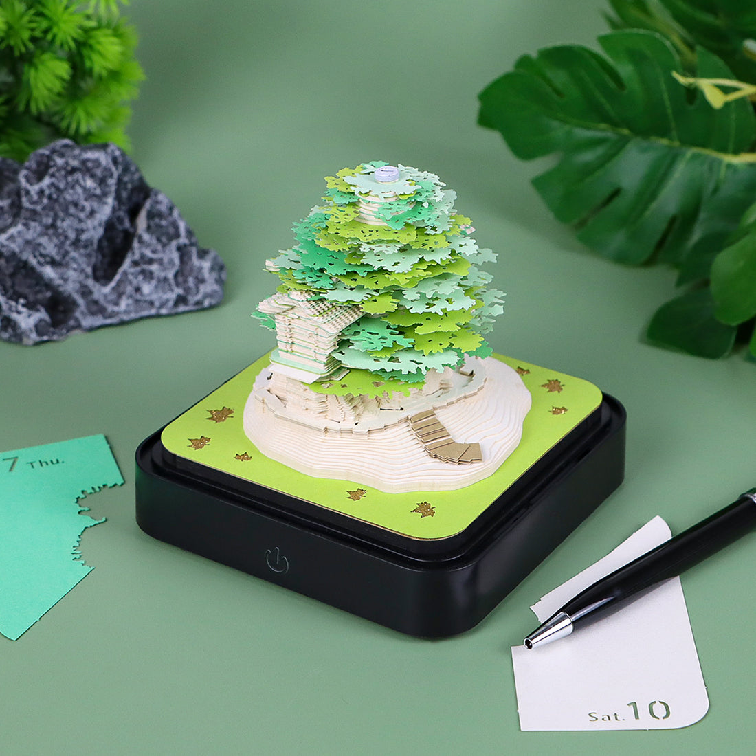 Green Treehouse Model Hand Torn 3D Memo Pad Panoramic 3D Calendar