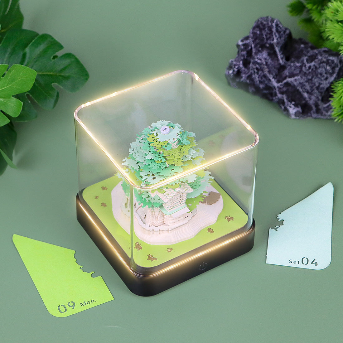 Green Treehouse Model Hand Torn 3D Memo Pad Panoramic 3D Calendar