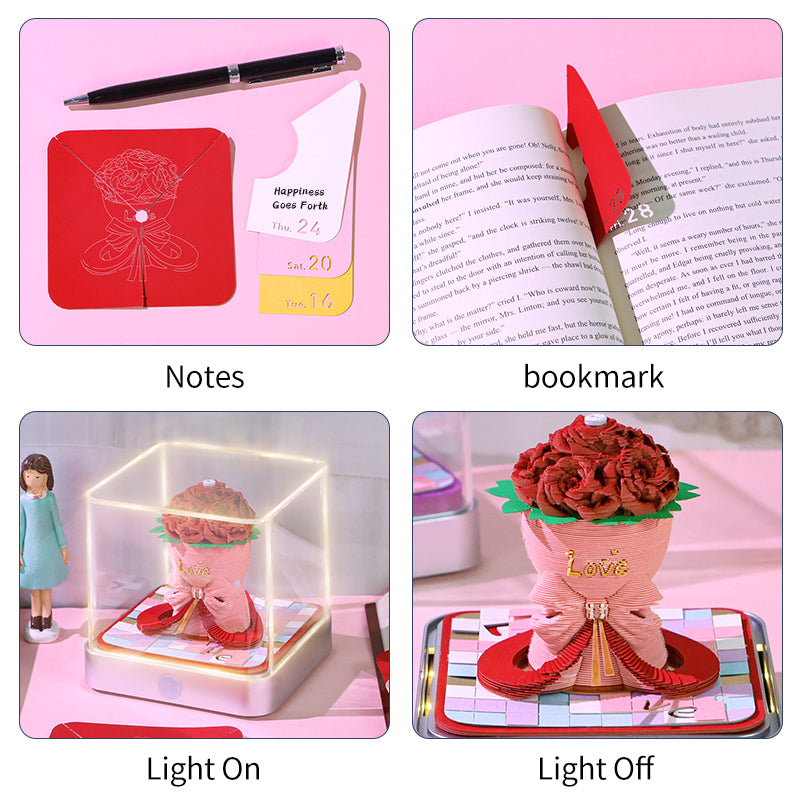 valentines day gift rose bouquet 3d memo pad