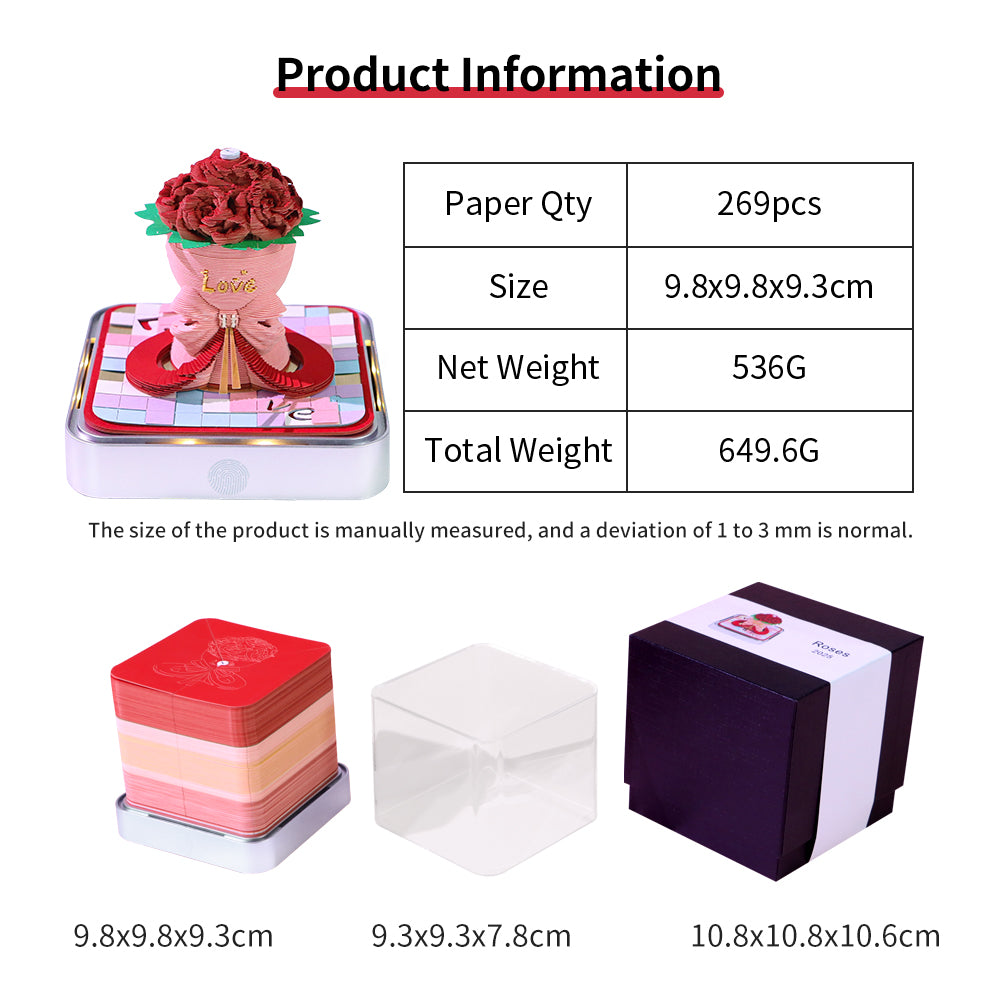 valentines day gift rose bouquet 3d memo pad