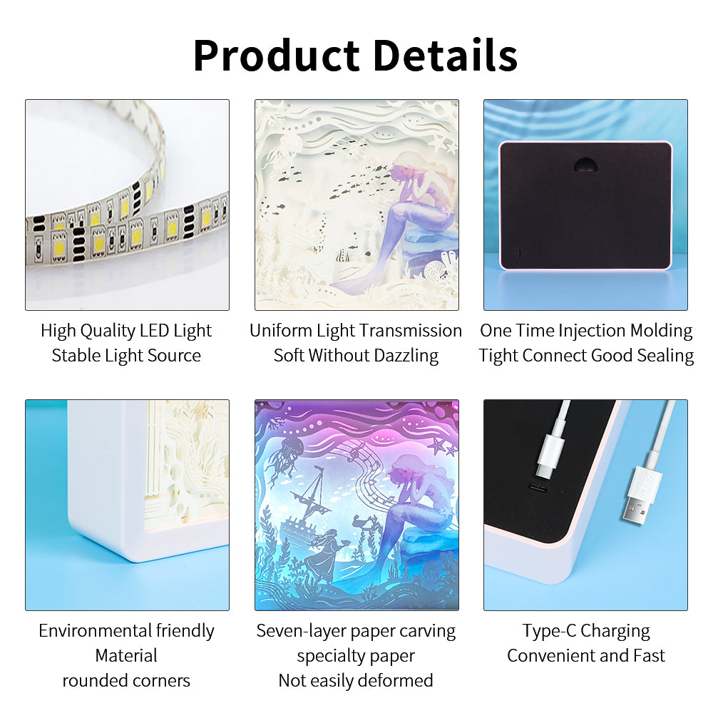 Music Undersea Style Paper Craving Lamp(white frame)
