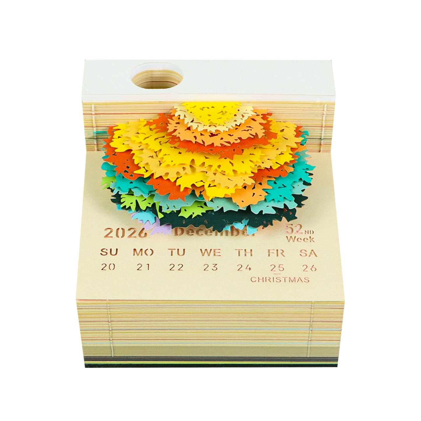 Four Season Tree 3D Model Hand Torn Memo Pad With Weekly Calendar 2026