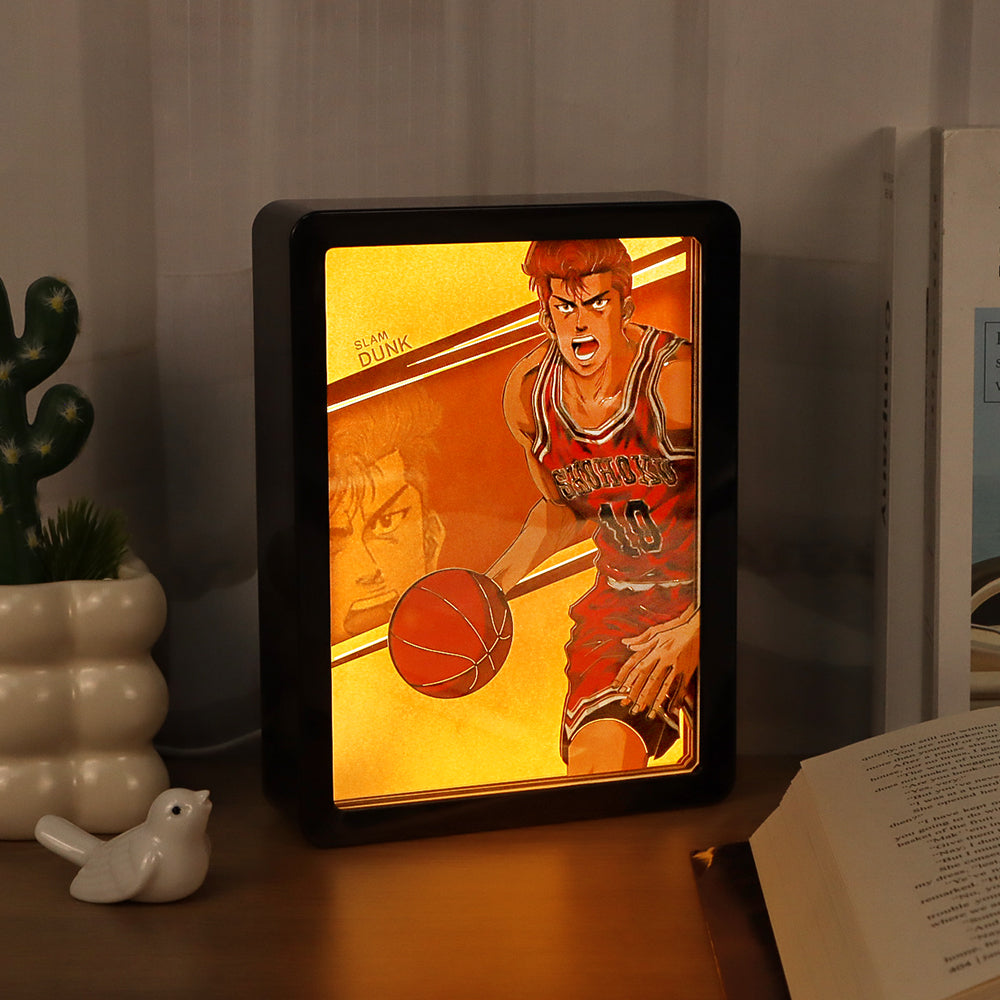 Slam Dunk Sakuragi Hanamichi Manga Anime Light Box Paper Craving Lamp(Black Shadow Box Frame)