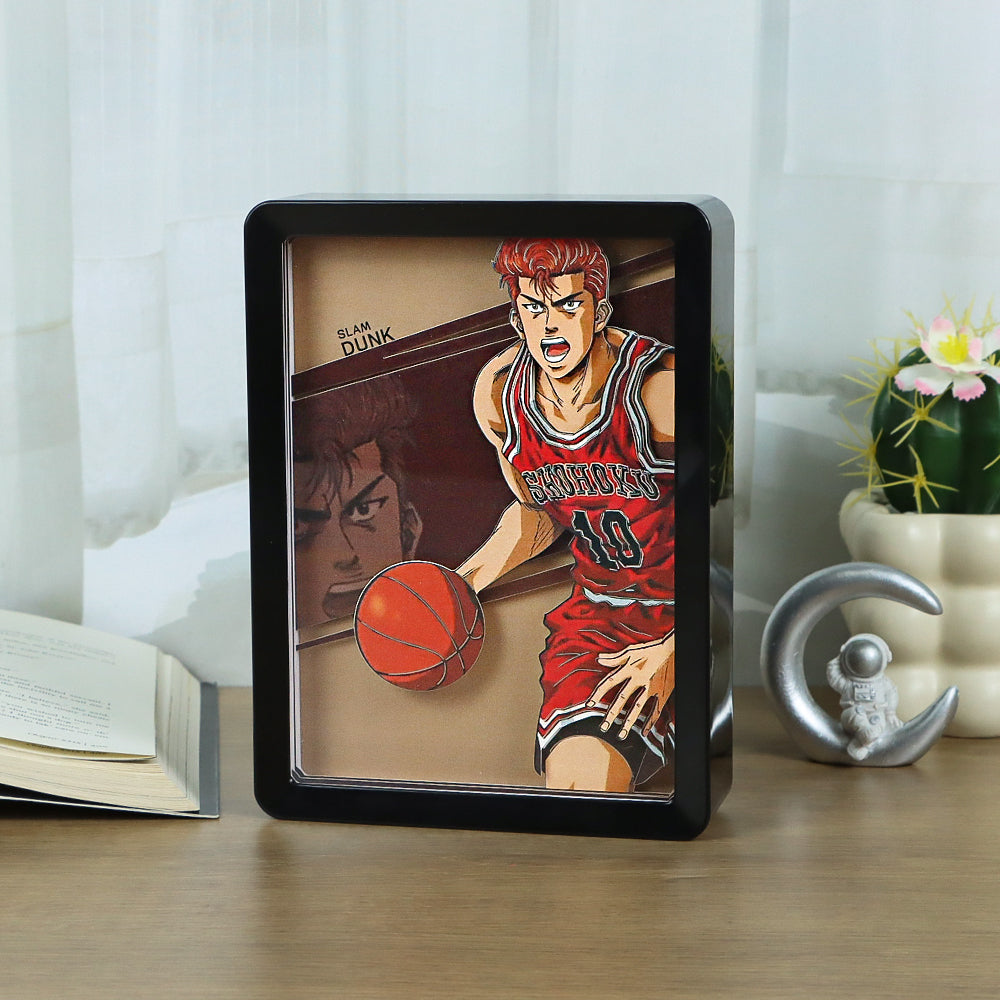 Slam Dunk Sakuragi Hanamichi Manga Anime Light Box Paper Craving Lamp(Black Shadow Box Frame)