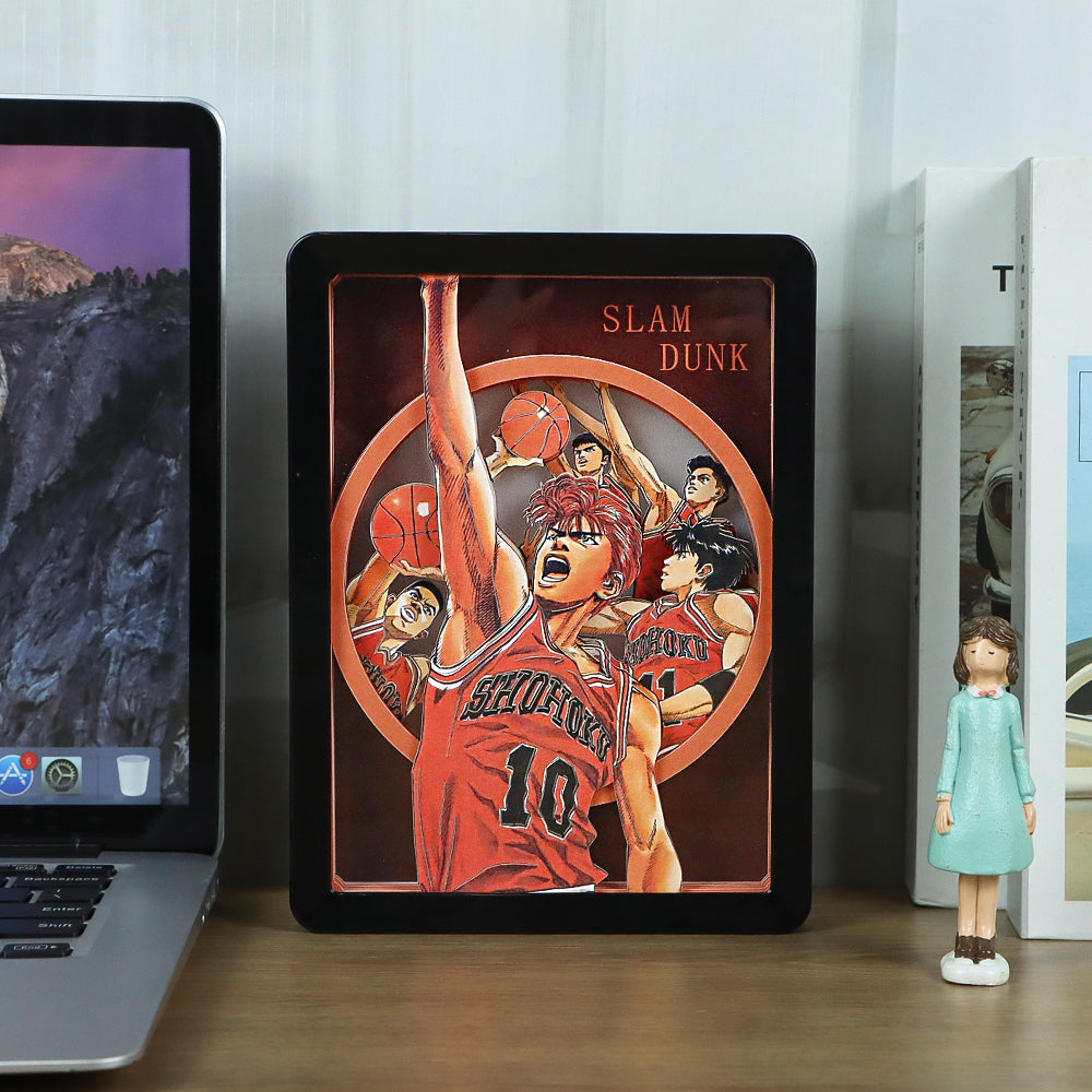 Slam Dunk Manga Anime Light Box Paper Craving Lamp(Black Shadow Box Frame)-2