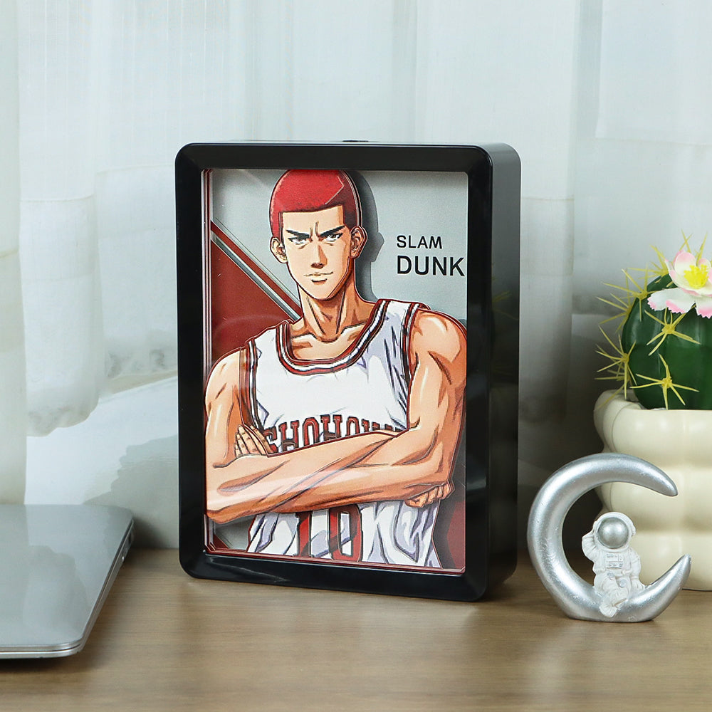 Slam Dunk Manga Anime Light Box Paper Craving Lamp(Black Shadow Box Frame)-3