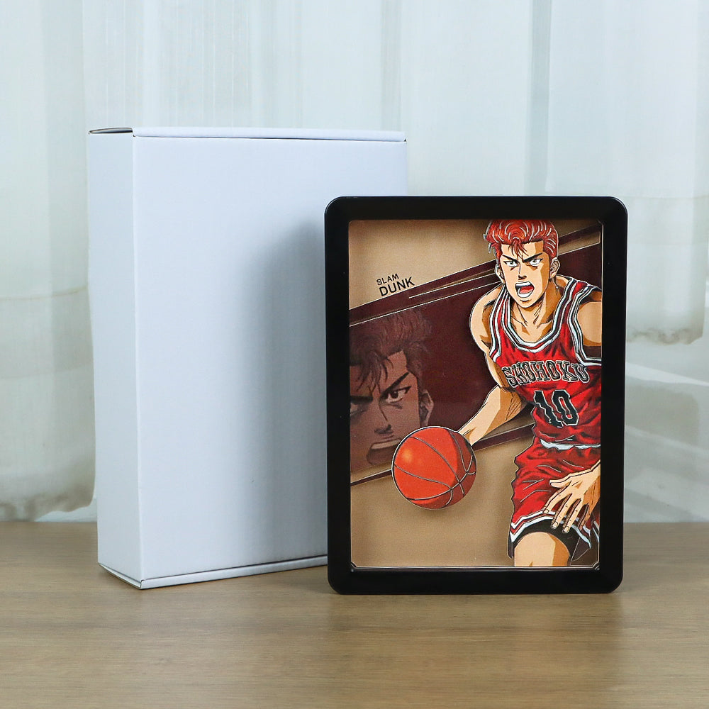 Slam Dunk Sakuragi Hanamichi Manga Anime Light Box Paper Craving Lamp(Black Shadow Box Frame)