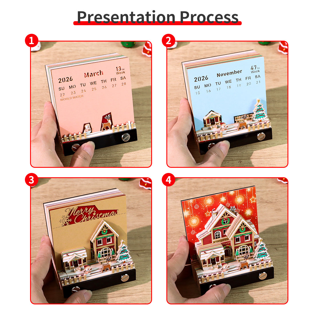 Christmas Snow Santa House 3D Memo Pad(3D Calendar 2026)