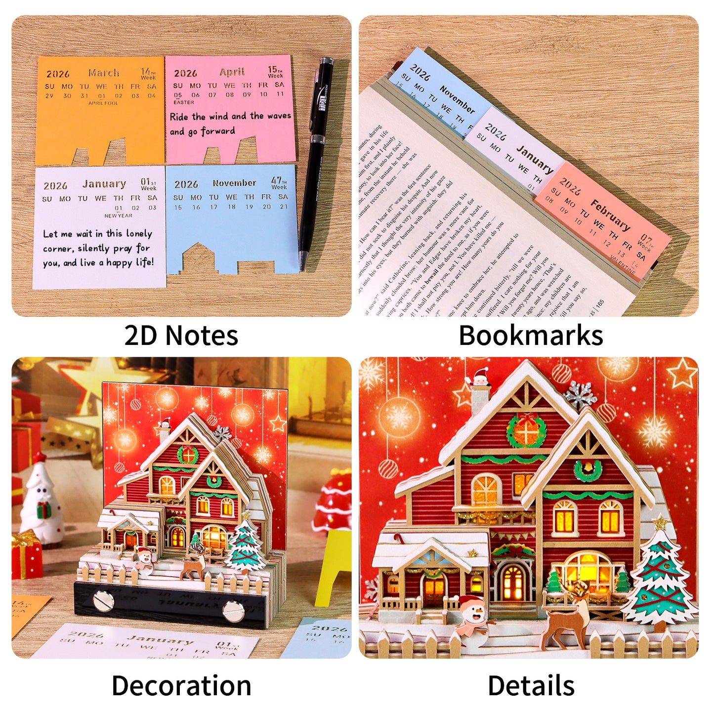 Christmas Snow Santa House 3D Memo Pad(3D Calendar 2026)