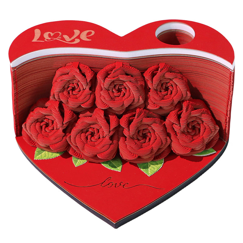 Flower Rose Bouquet 3D Paper Craft 2025 Creative Christmas Valentines Gift Novelty Magical Memo Pad Desk Calendar With Gift Box