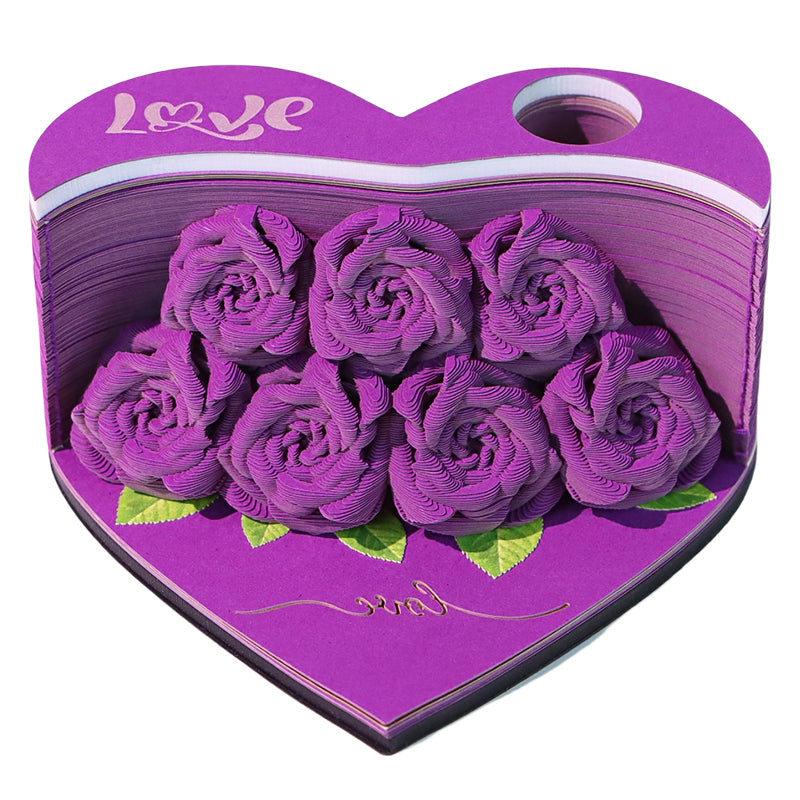 Flower Rose Bouquet 3D Paper Craft 2025 Creative Christmas Valentines Gift Novelty Magical Memo Pad Desk Calendar With Gift Box