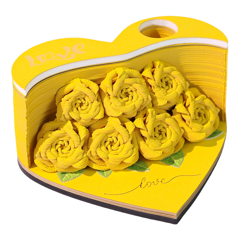 Flower Rose Bouquet 3D Paper Craft 2025 Creative Christmas Valentines Gift Novelty Magical Memo Pad Desk Calendar With Gift Box