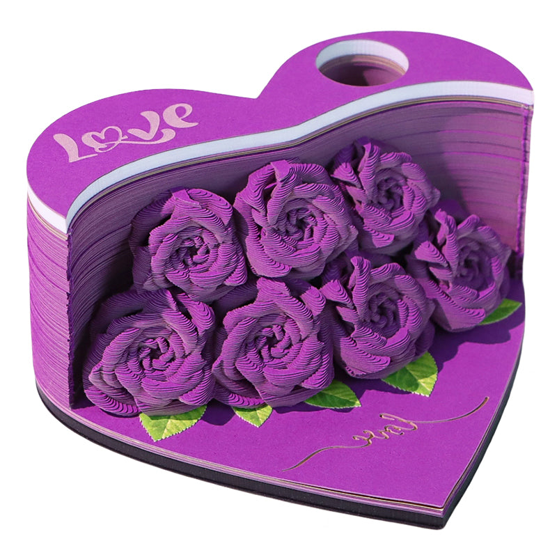 Flower Rose Bouquet 3D Paper Craft 2025 Creative Christmas Valentines Gift Novelty Magical Memo Pad Desk Calendar With Gift Box