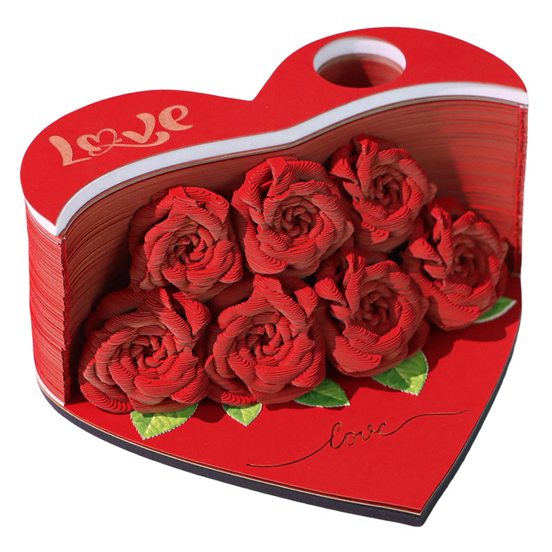Flower Rose Bouquet 3D Paper Craft 2025 Creative Christmas Valentines Gift Novelty Magical Memo Pad Desk Calendar With Gift Box