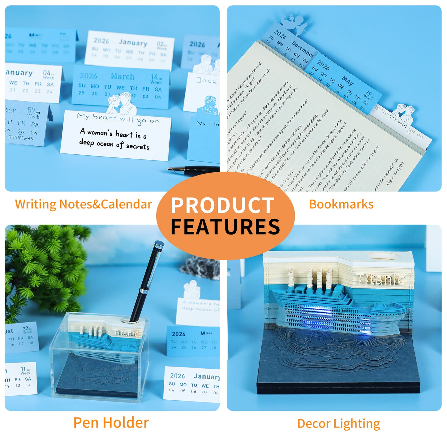 Titanic 3D Model Hand Torn Memo Pad With Weekly Calendar 2026