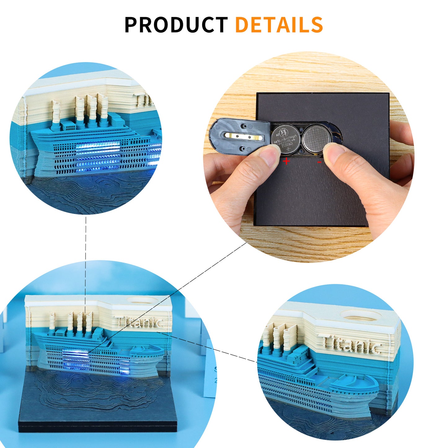 Titanic 3D Model Hand Torn Memo Pad With Weekly Calendar 2026