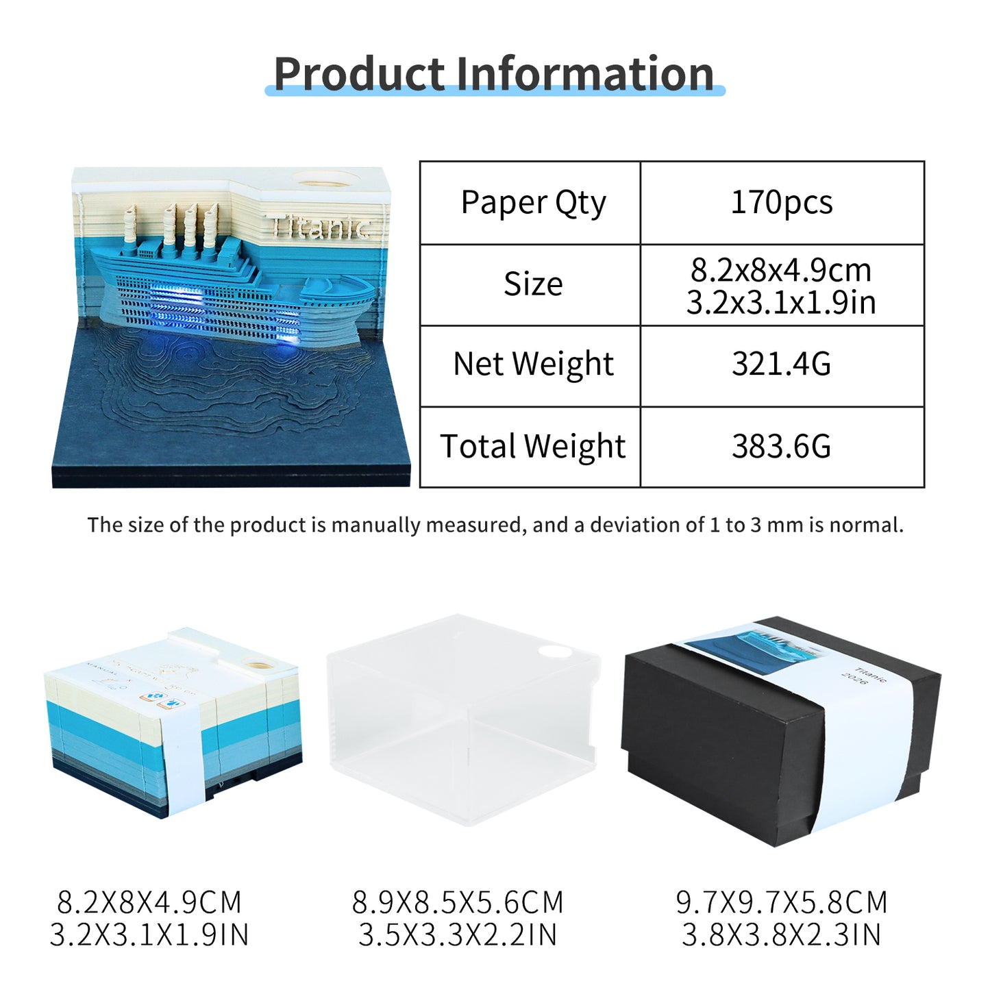 Titanic 3D Model Hand Torn Memo Pad With Weekly Calendar 2026