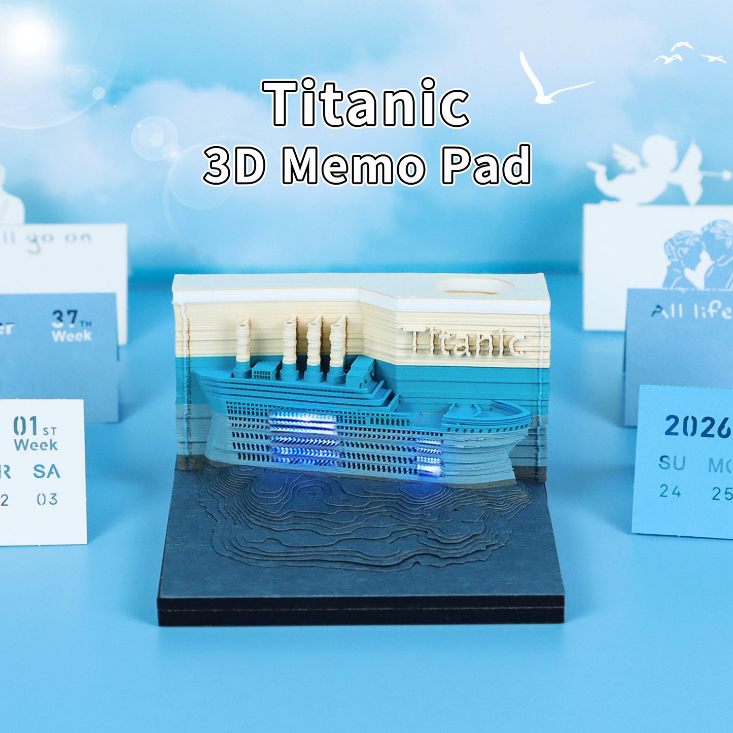 Titanic 3D Model Hand Torn Memo Pad With Weekly Calendar 2026