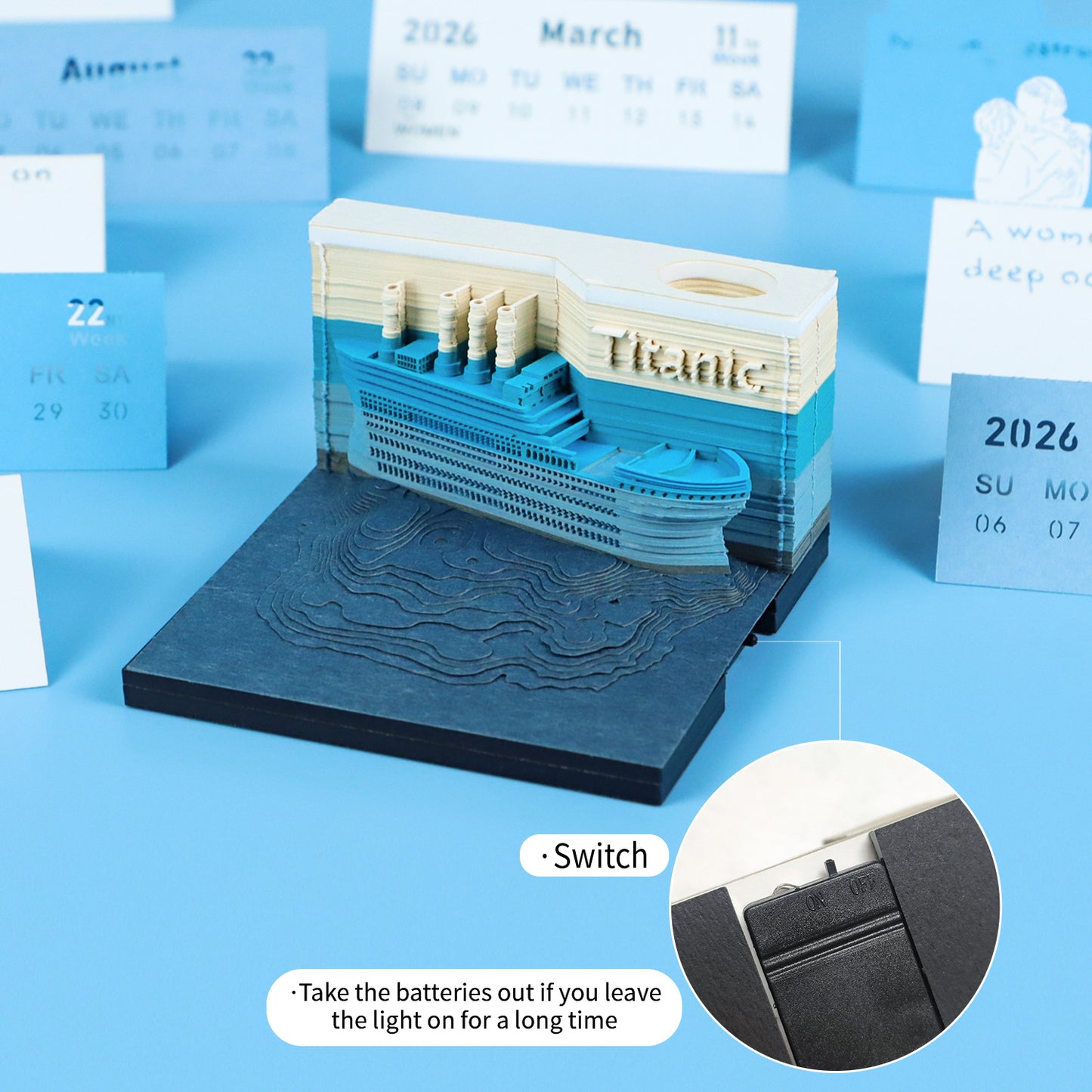 Titanic 3D Model Hand Torn Memo Pad With Weekly Calendar 2026