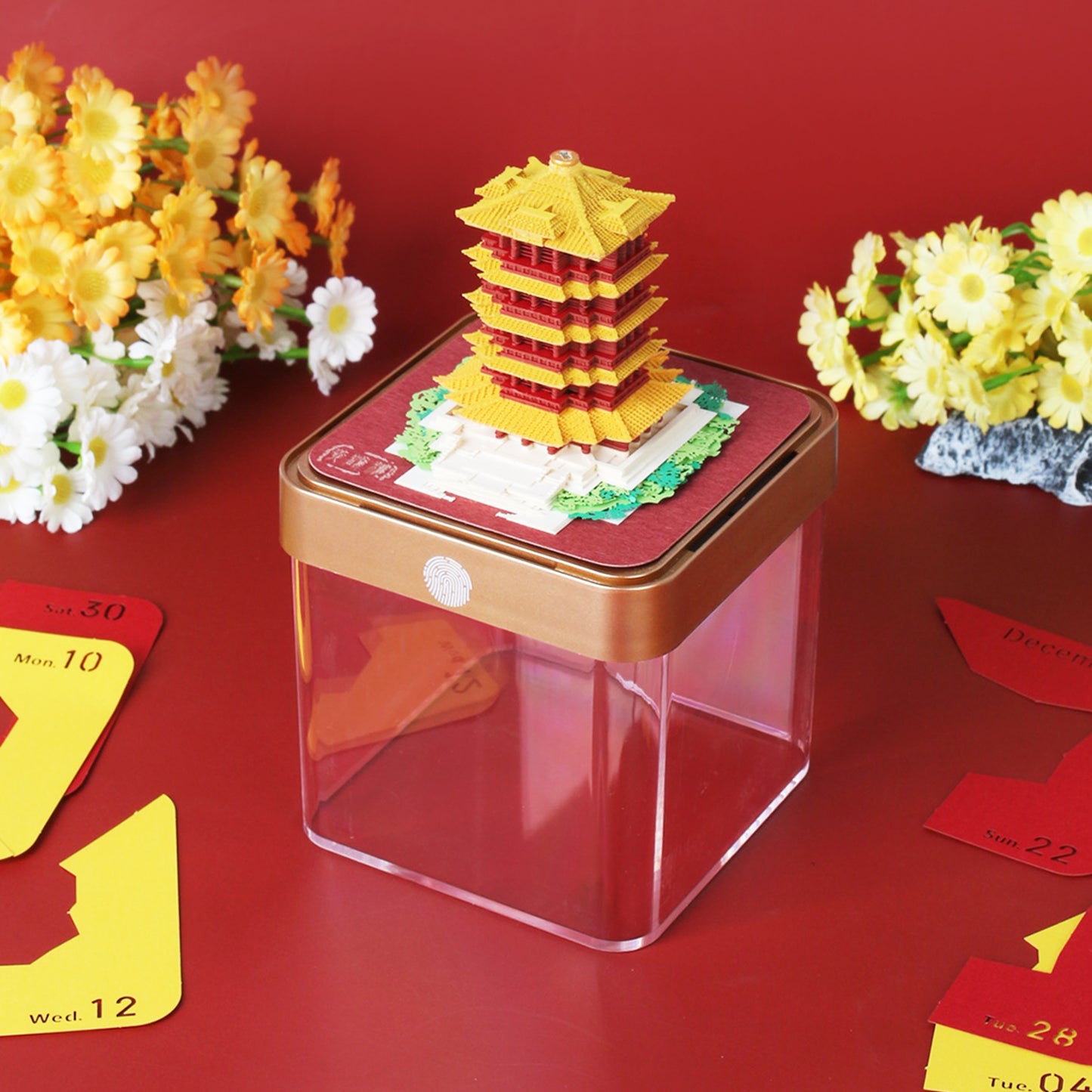 Yellow Crane Tower 3D Model Hand Torn Memo Pad With Daily Calendar 2026