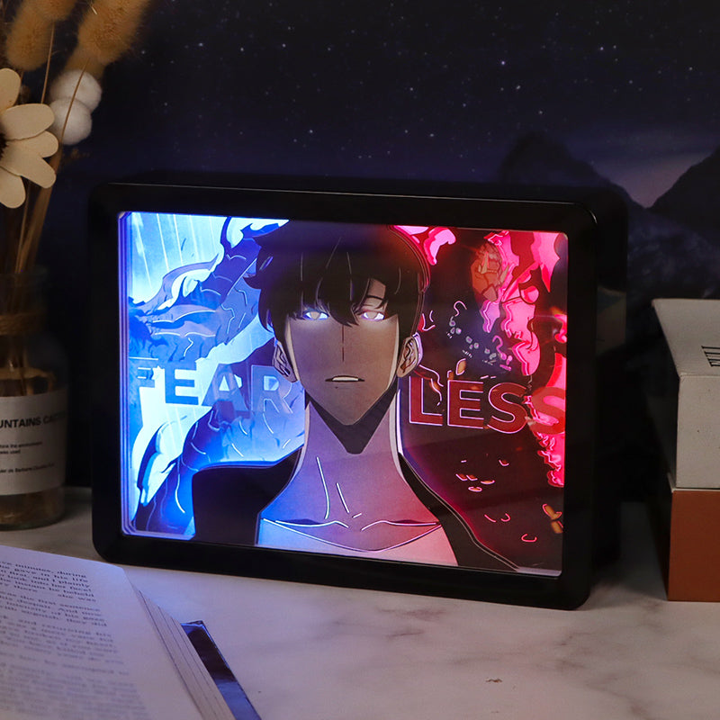 Solo Leveling Anime Light Box Paper Craving Lamp(Black Shadow Box Frame)