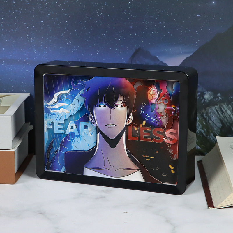 Solo Leveling Anime Light Box Paper Craving Lamp(Black Shadow Box Frame)