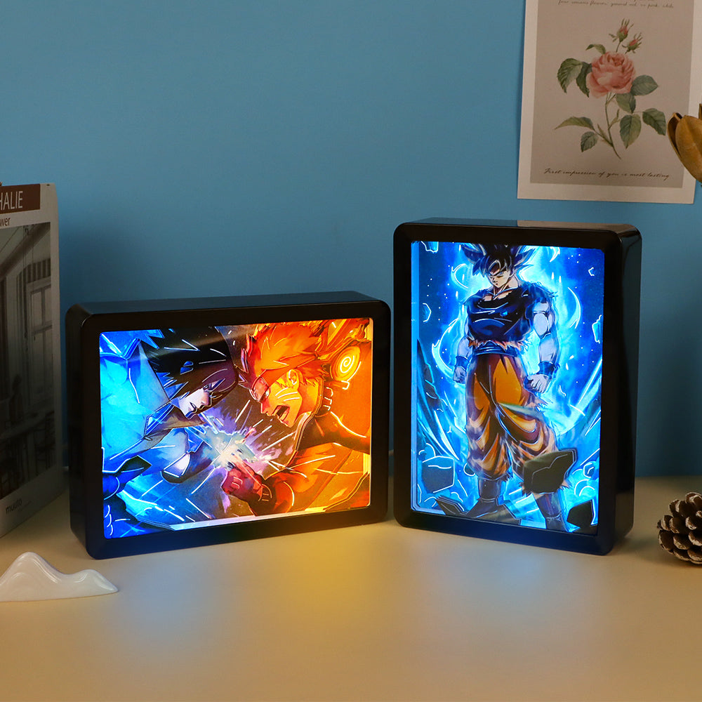Dragon Ball Sangoku Anime Paper Craving Lamp(Black Shadow Box Frame)