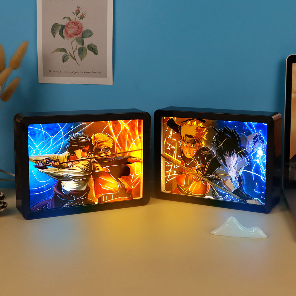 Naruto Character Paper Craving Lamp(Black Shadow Box Frame)