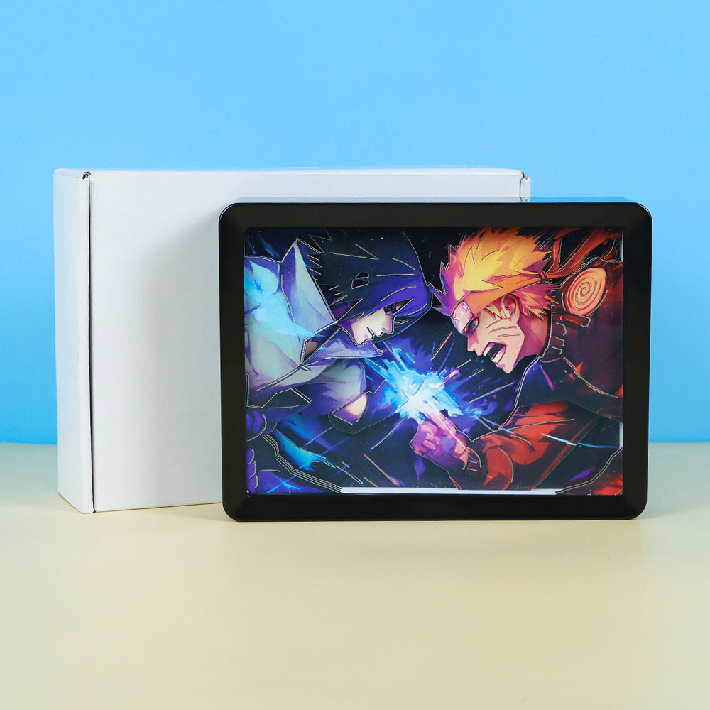 Naruto Character Anime Paper Craving Lamp(Black Shadow Box Frame)
