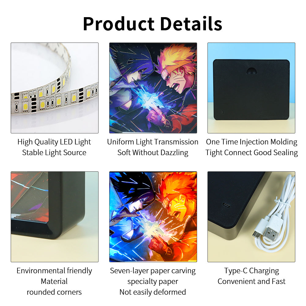 Naruto Character Paper Craving Lamp(Black Shadow Box Frame)