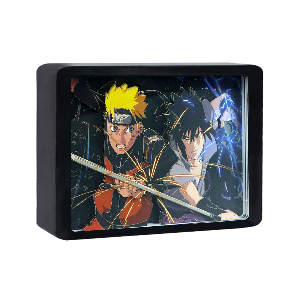 Naruto Character Anime Paper Craving Lamp(Black Shadow Box Frame)