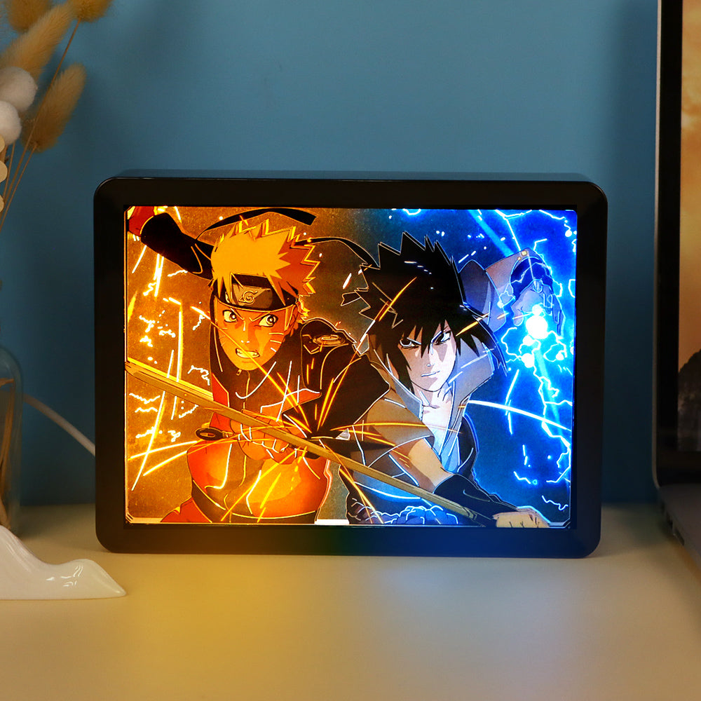 Naruto Character Anime Paper Craving Lamp(Black Shadow Box Frame)