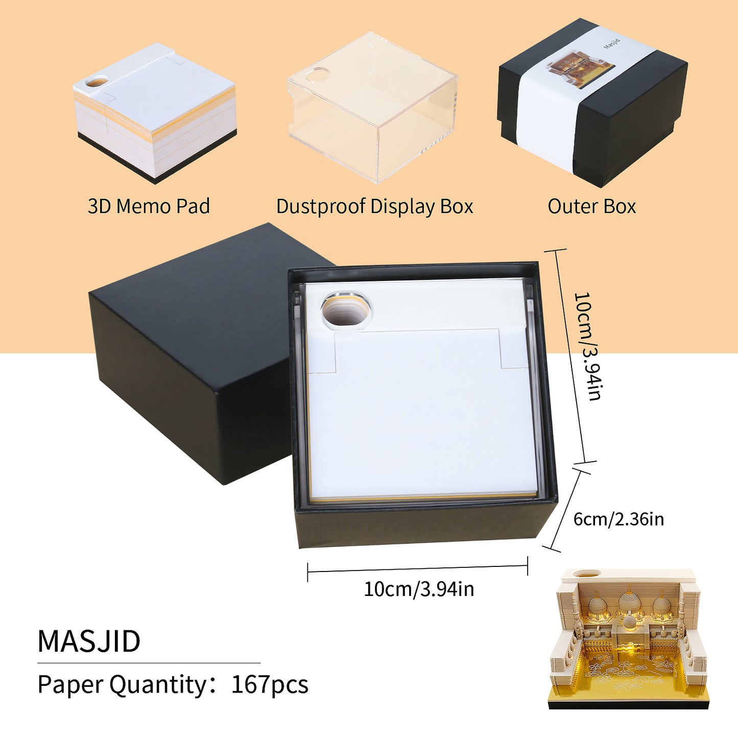 Masjid Lighted 3D Memo Pad