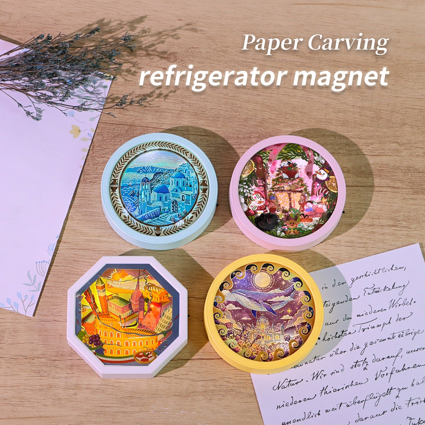 Paper Cut Lighted Up Fridge Magnet