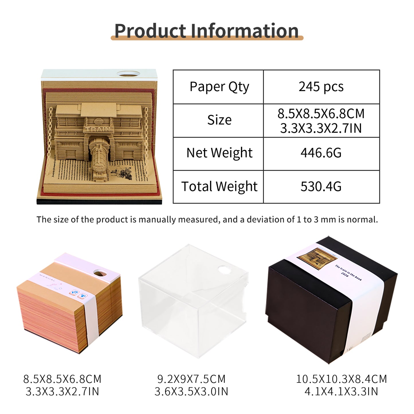 Train in the Book 3D Calendar Memo Pad With Light