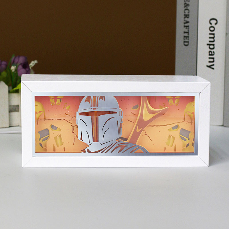 Mandalorian Paper Carving Lamp Creative Gift