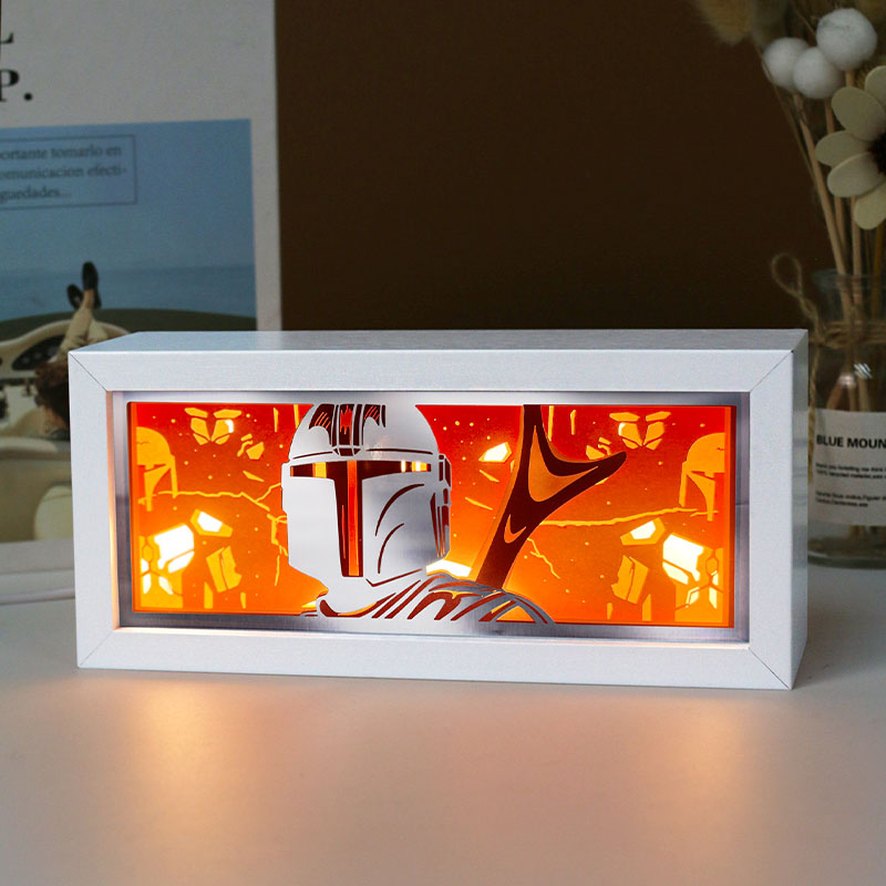 Mandalorian Paper Carving Lamp Creative Gift