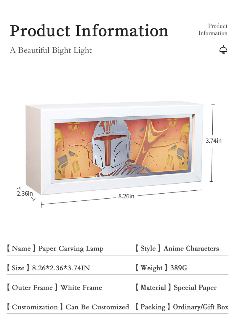 Mandalorian Paper Carving Lamp Creative Gift