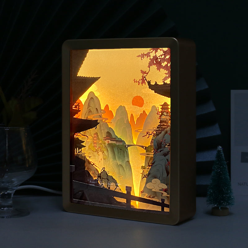 Customized landscape paper carving lamp