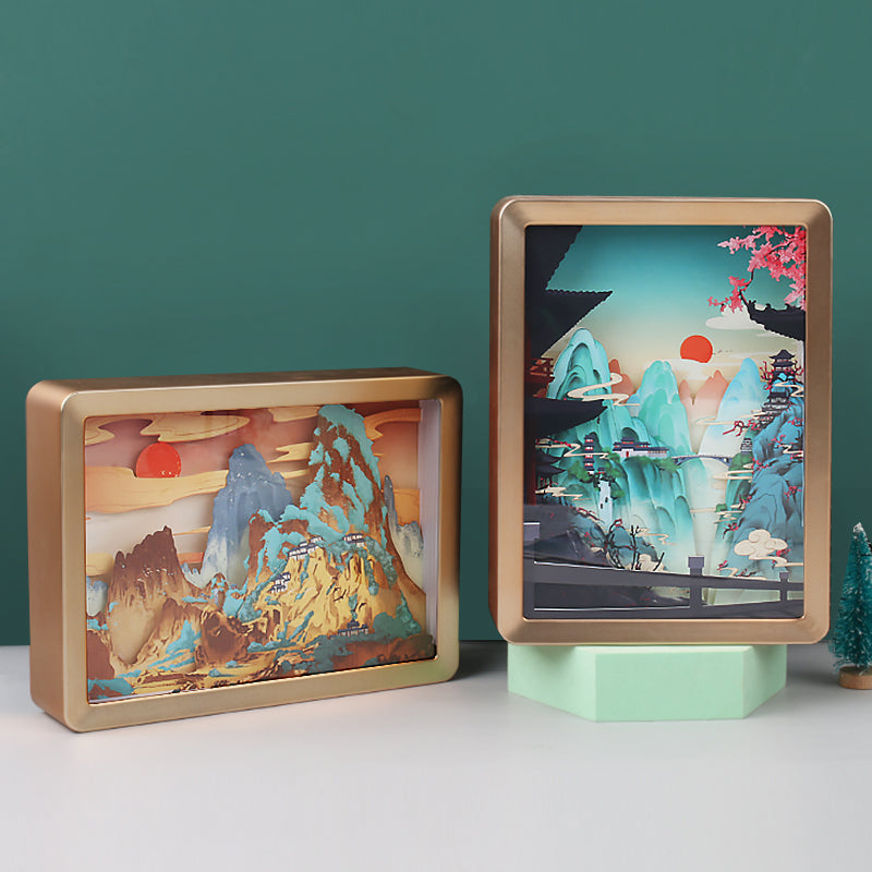 Customized landscape paper carving lamp