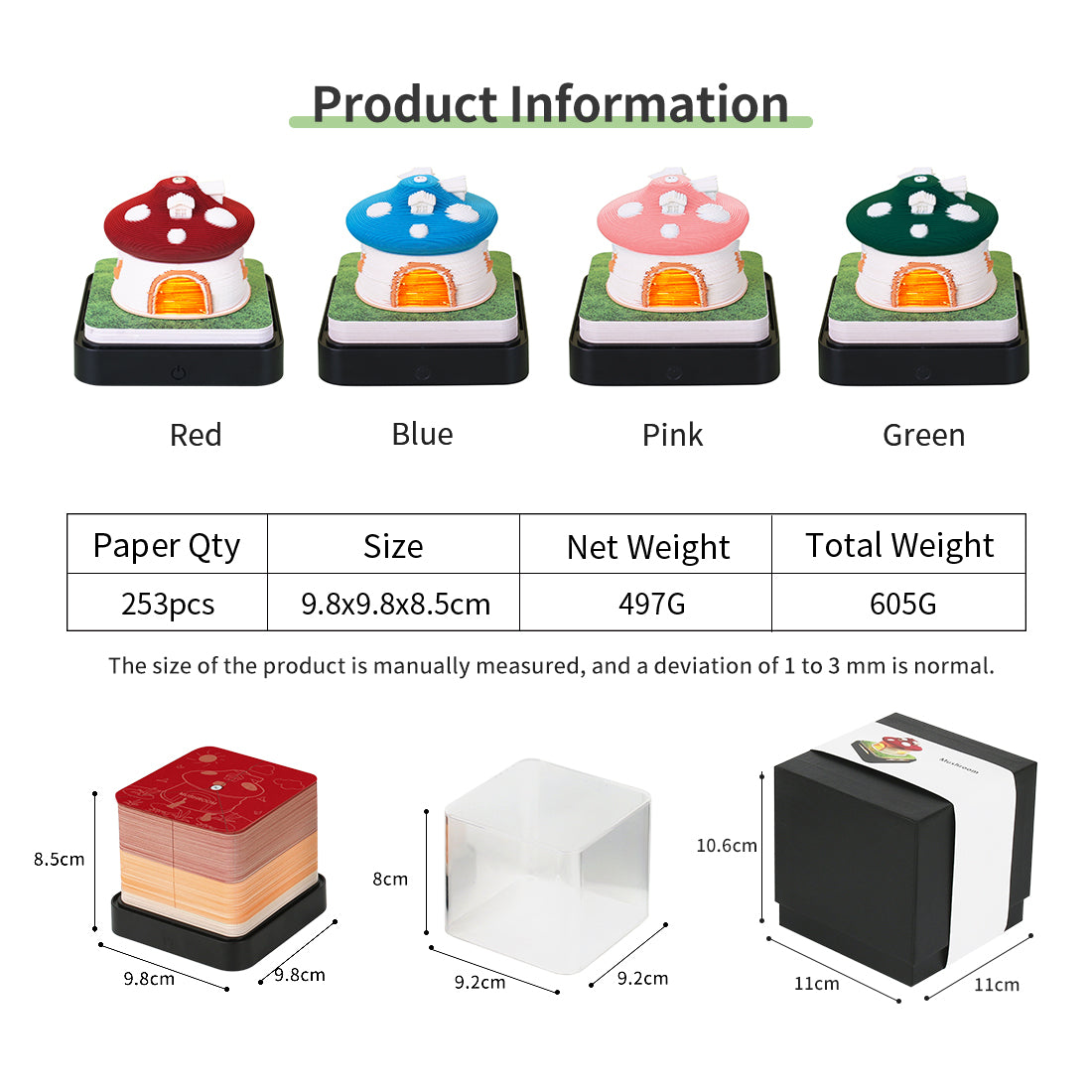 Mushroom House 3D memo pad