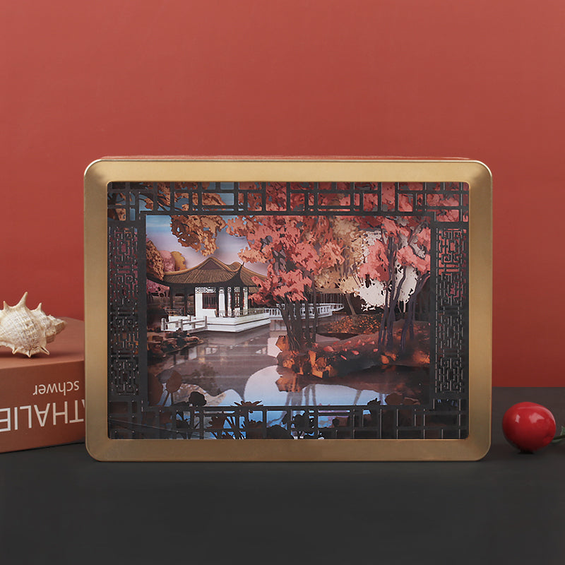 Customized landscape paper carving lamp