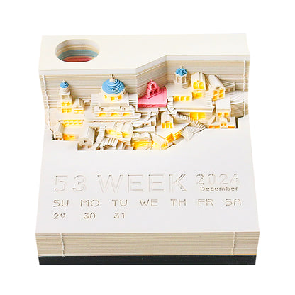 Santorini Calendar 2024 3D Memo Pad