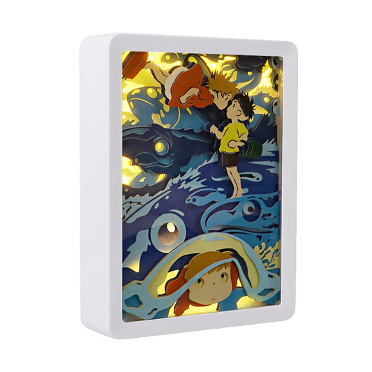 Ponyo Cute Anime Light Box Paper Craving Lamp