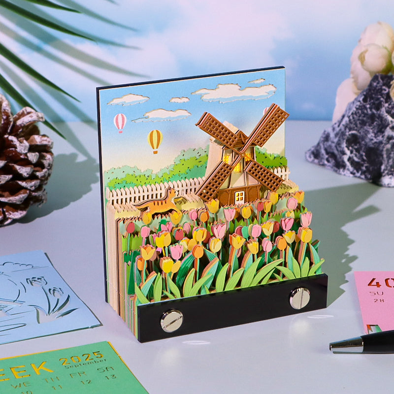 Windmill Notepads Sticky Notes Cube Kawaii Stationery Items For School Birthday Gift For Girls