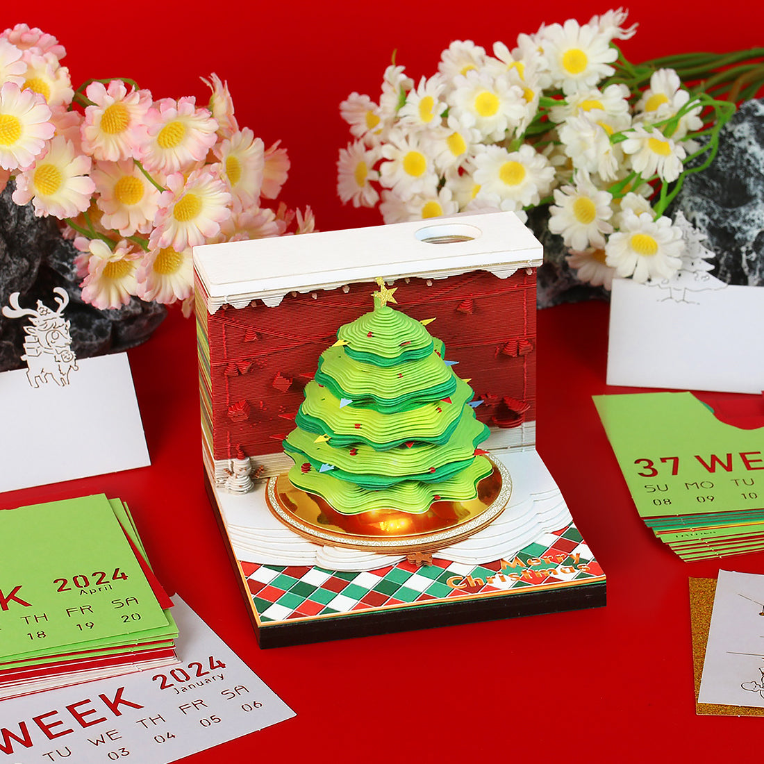 Christmas Tree 2024 Calendar 3D Memo Pad